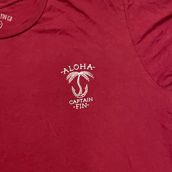 Captain Fin Men's Red Short Sleeve Tee With Palm and Anchor Graphic 100% Cotton - Picture 2 of 4